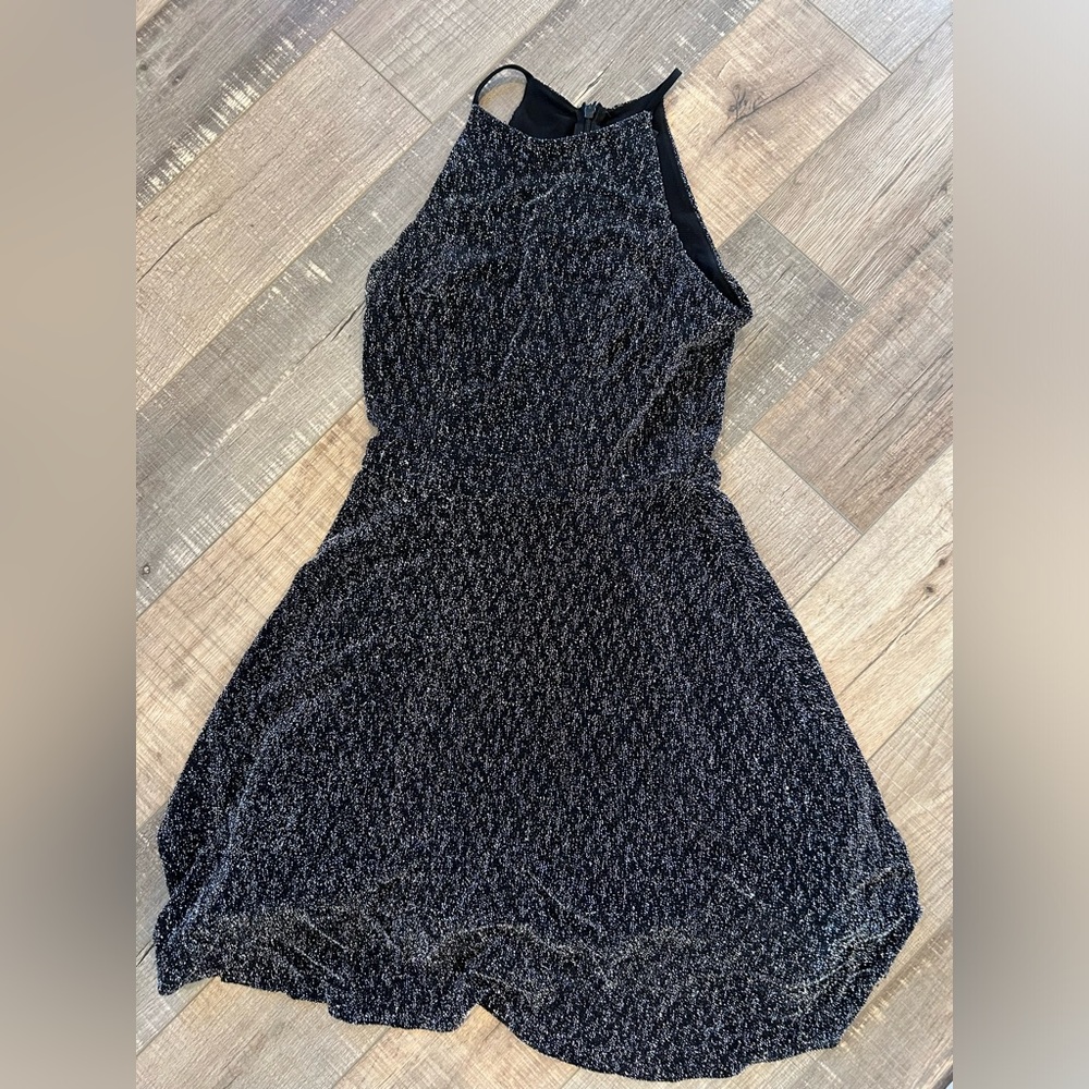 Aqua Metallic halter party dress